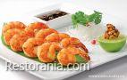 Hot snacks : Tepanyaki shrimps with caramel-ginger sauce