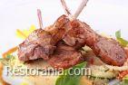 Meat dishes : Rack of New  Zealand lamb, fried in fragrant herbs with Tarragon Sauce